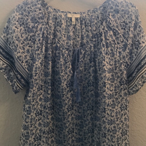 Joie Tops - Joie- peasant blue cotton top